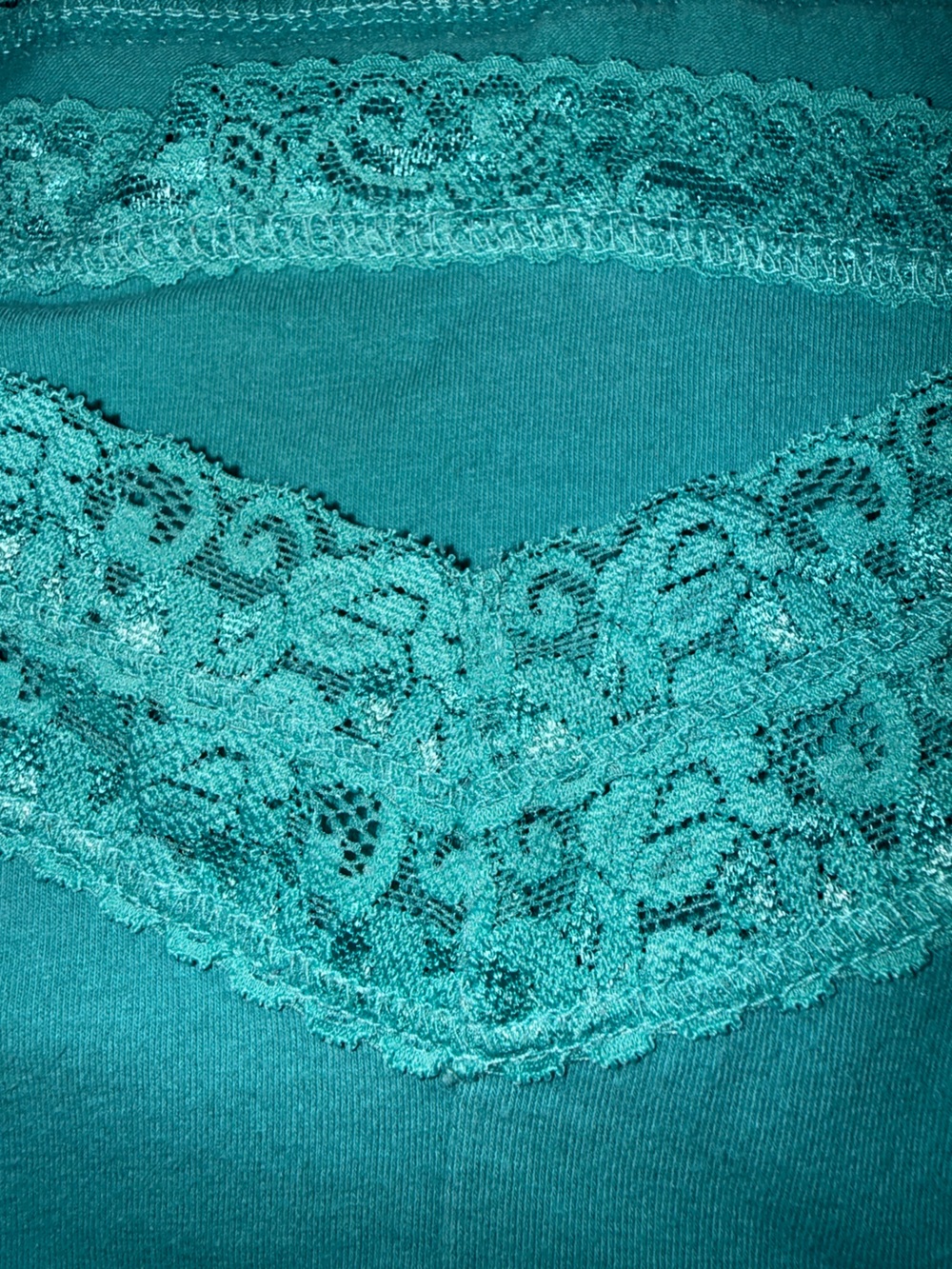 Y2K American Eagle Teal Lace Trim Camisole Built in Bra Cotton Blend M - Picture 6 of 8